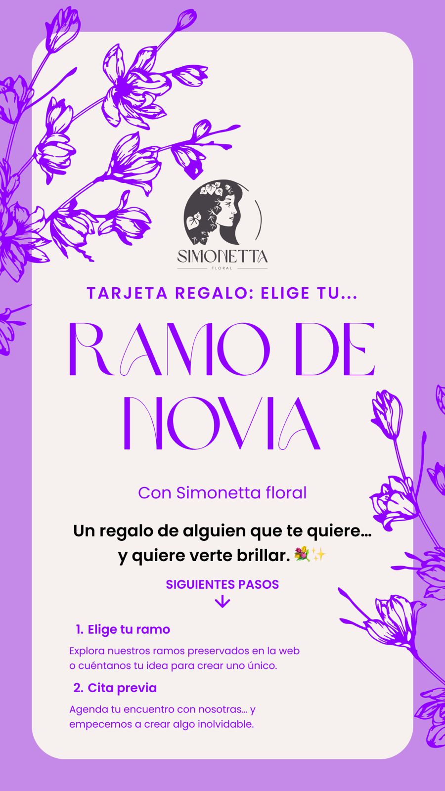 Tarjeta Regalo Ramo de novia de flores preservadas