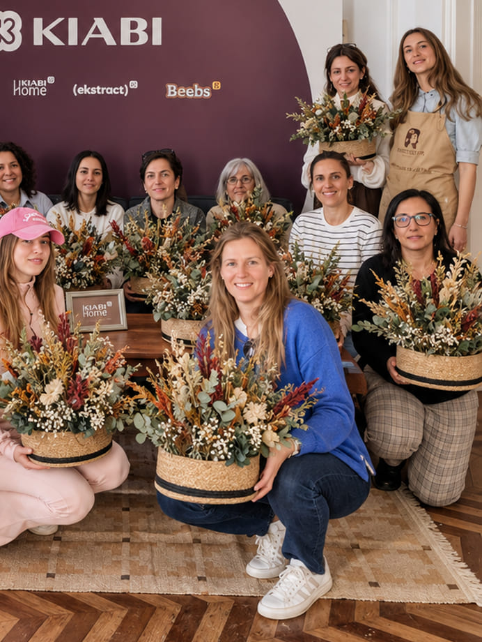 Team building floral con flores preservadas para Kiabi