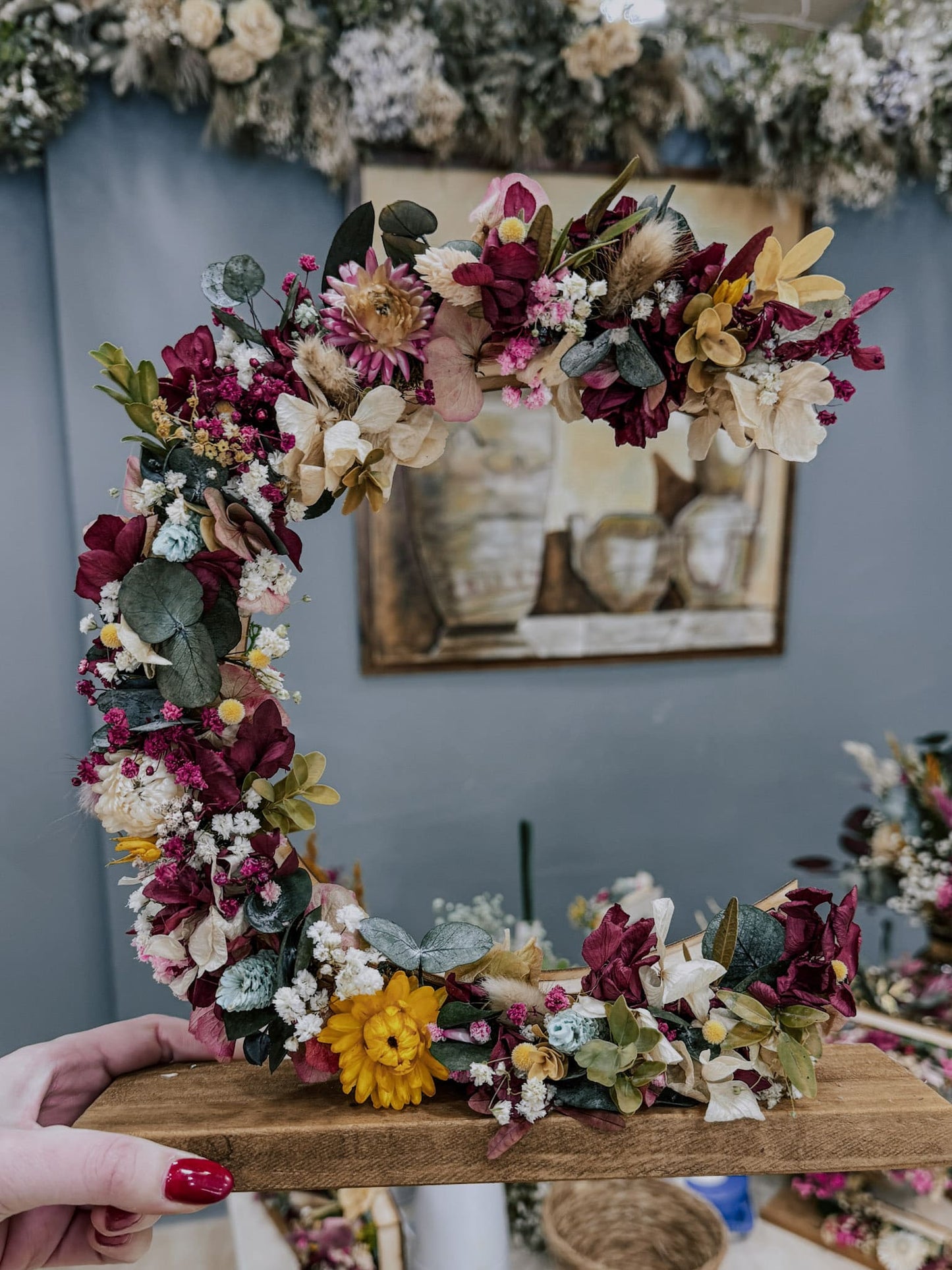 taller de letras decorativas de flores preservadas