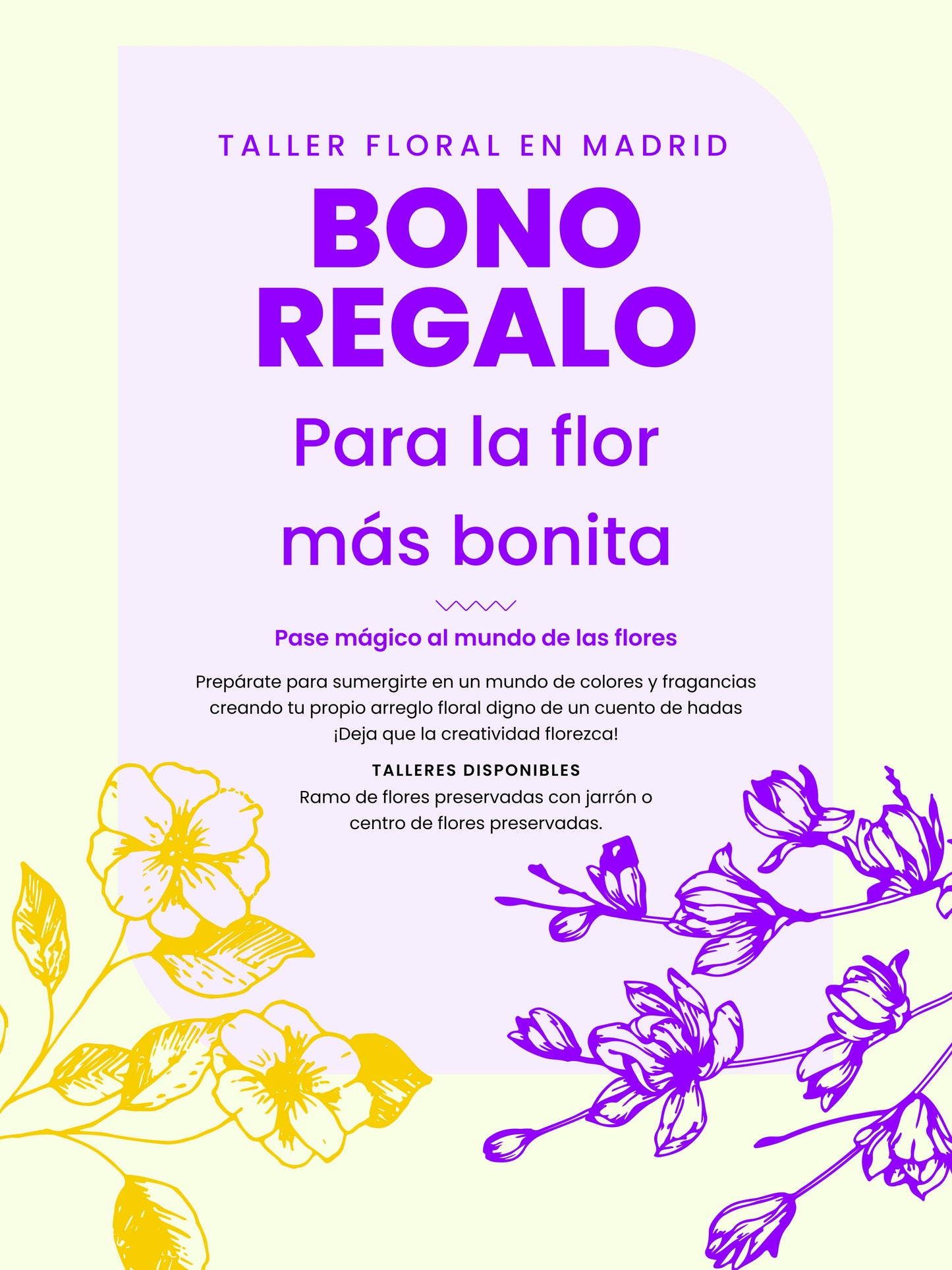 Tarjeta regalo taller de flores preservadas