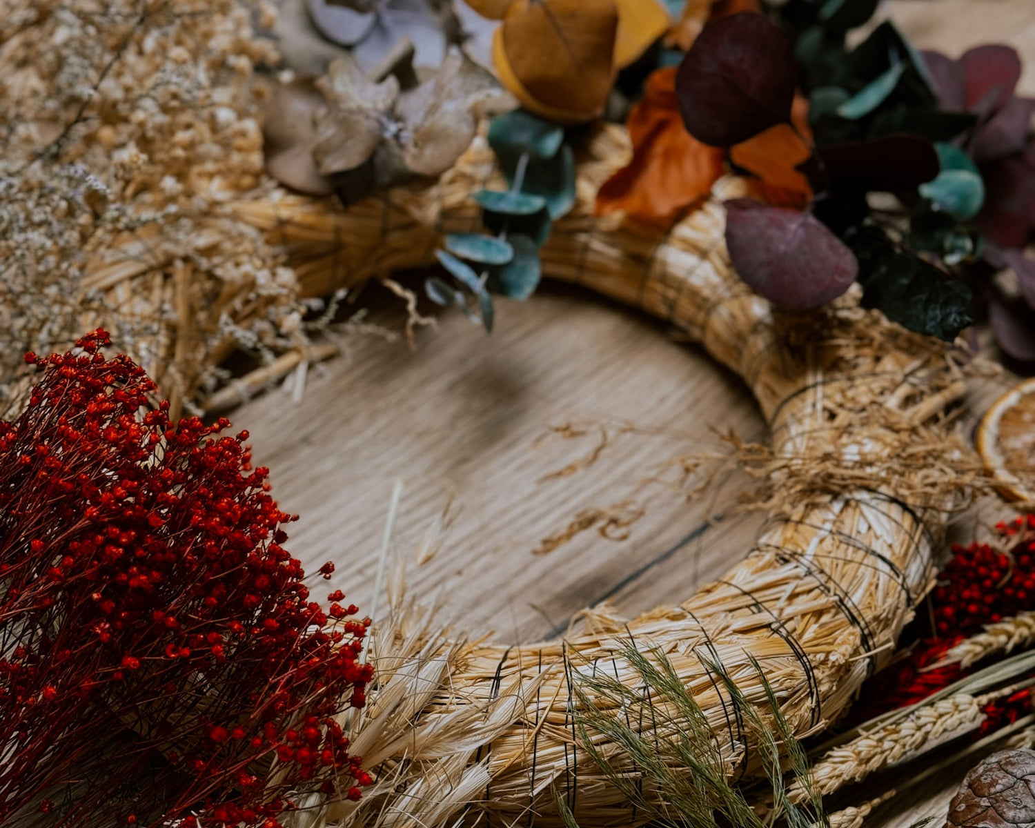 Conona de navidad de flores preservadas