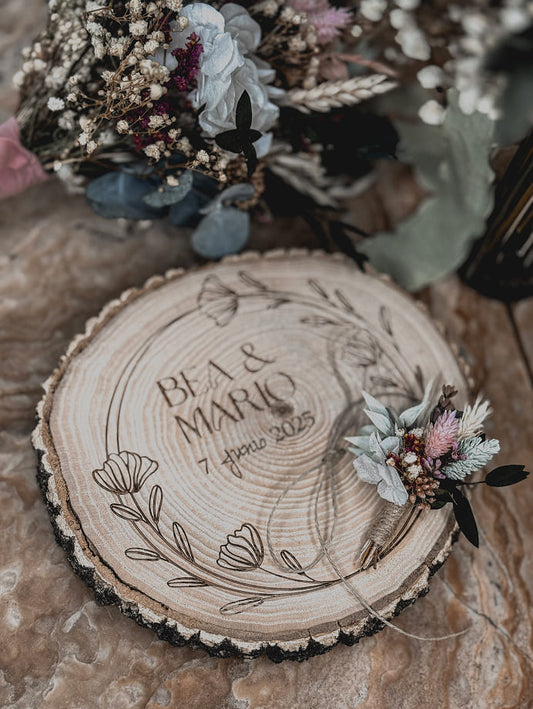 Madera porta alianzas personalizadas