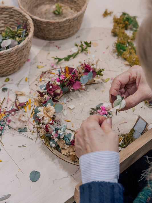 Taller letras de flores preservadas